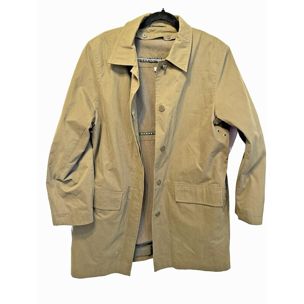 Fleet Street Men Vintage Coat Dark Khaki  Removable Lining  Mid LengthJacket  L